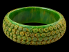 BB47 green sucker carved bangle